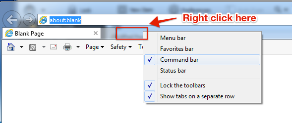 Internet explorer address bar commands